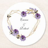 Romantic purple flower bouquet abstract background runder pappuntersetzer (Vorderseite)
