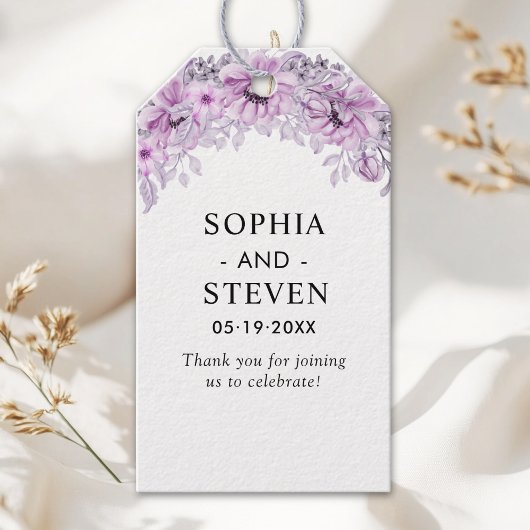 Romantic Purple Flowers - Floral Wedding Celebrati Geschenkanhänger