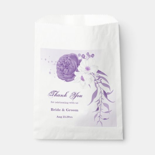 Romantic purple flowers wedding geschenktütchen (Vorderseite)
