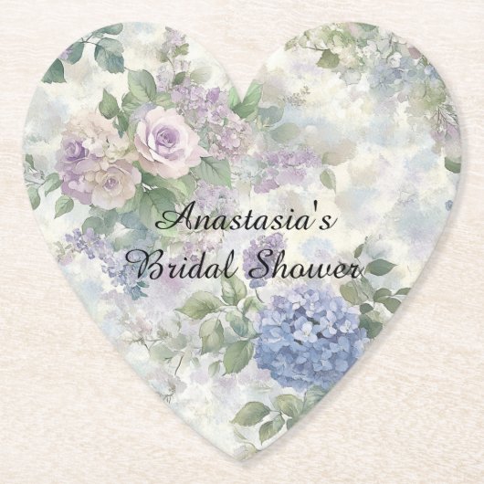 Romantic Purple Pink Flowers Bridal Shower Untersetzer (Vorderseite)