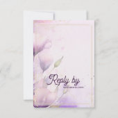 Romantic QR Code Lavender Gold Floral Wedding RSVP Karte (Vorderseite)