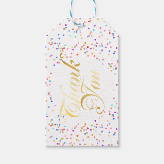 Romantic Rainbow Confetti Vielen Dank Geschenkanhänger (Vorderseite)