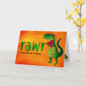Romantic RAWR T-rex Dinosaur Karte (Gelbe Blume)