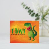 Romantic RAWR T-rex Dinosaur Postkarte (Stehend Vorderseite)