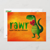 Romantic RAWR T-rex Dinosaur Postkarte (Vorne/Hinten)