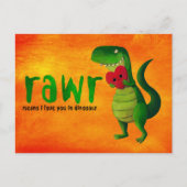 Romantic RAWR T-rex Dinosaur Postkarte (Vorderseite)