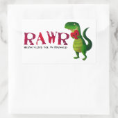 Romantic RAWR T-rex Dinosaur Rechteckiger Aufkleber (Tasche)