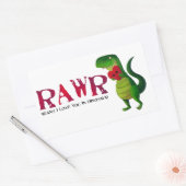 Romantic RAWR T-rex Dinosaur Rechteckiger Aufkleber (Umschlag)