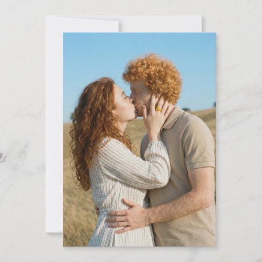 Romantic Red and Beige Photo Einladung (Vorderseite)