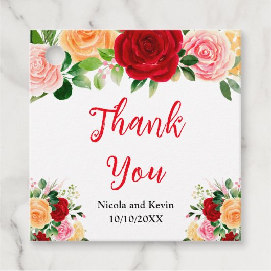 Romantic Red and Orange Roses Geschenkanhänger (Vorderseite)