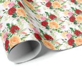 Romantic Red and Orange Roses  Geschenkpapier (Rolleneckpunkt)