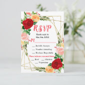 Romantic Red and Orange Roses RSVP Karte (Stehend Vorderseite)