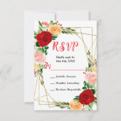 Romantic Red and Orange Roses RSVP Karte (Vorderseite)