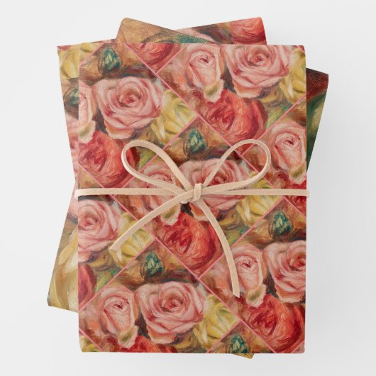 Romantic red and pink roses Pierre Auguste Renoir Geschenkpapier Set (Beispiel)