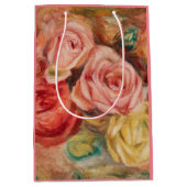 Romantic red and pink roses Pierre Auguste Renoir Mittlere Geschenktüte (Vorderseite)