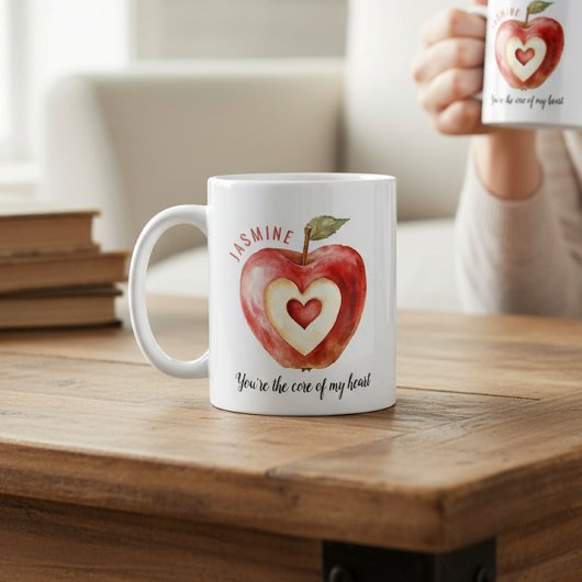 Romantic Red Apple Heart Valentine's Day Kaffeetasse