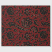Romantic Red Bold Damask Paisley Black Floral Geschenkpapier (Flach)