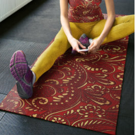 Romantic Red Bold Damask Paisley Bold Floral  Yogamatte