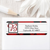 Romantic Red Damask Wedding Return Address Label (Insitu)