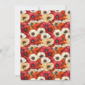 Romantic Red Floral Poppies Border Einladung (Rückseite)