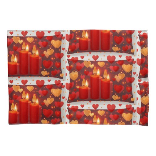 "Romantic Red & Gold Candlelight with Hearts – Sea Kissenbezug (Vorderseite)