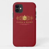 Romantic red gold elegant monogramme wedding  Case-Mate iPhone hülle (Rückseite)