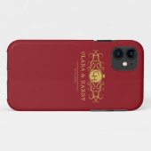 Romantic red gold elegant monogramme wedding Case-Mate iPhone hülle (Rückseite (Horizontal))