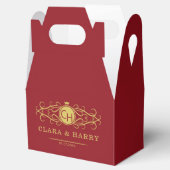 Romantic red gold elegant monogramme wedding geschenkschachtel (Geöffnet)