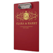 Romantic red gold elegant monogramme wedding klemmbrett (Links)