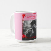 Romantic Red Heart Frame Custom Photo Valentine Kaffeetasse (Vorderseite Links)