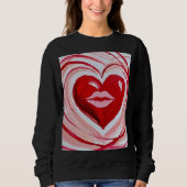 Romantic Red Heart & Lips Artistic T-Shirt Sweatshirt (Vorderseite)