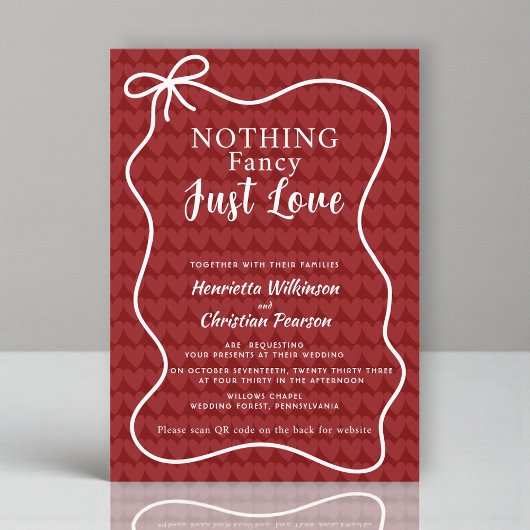 Romantic Red Heart Pattern Nothing Fancy Just Love Einladung