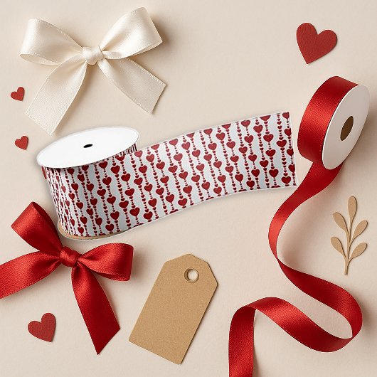 Romantic Red Heart Valentine Crafts Satinband