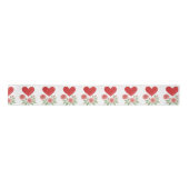 Romantic Red Hearts Pink Roses  Satinband (Vorderseite)