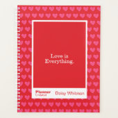Romantic Red Minimalist Pink Heart Planer (Vorderseite)