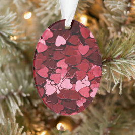 Romantic Red & Pink Heart Confetti Valentine's Day Ornament