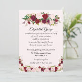 Romantic Red, Pink Roses Custom Wedding Invitation Einladung (Stehend Vorderseite)