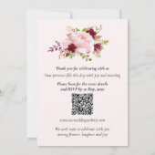 Romantic Red, Pink Roses Custom Wedding Invitation Einladung (Rückseite)