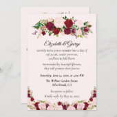 Romantic Red, Pink Roses Custom Wedding Invitation Einladung (Vorne/Hinten)