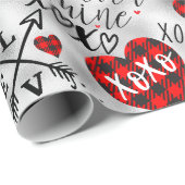Romantic Red Plaid Valentine Design Geschenkpapier (Rolleneckpunkt)