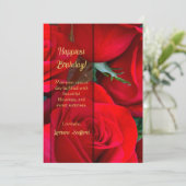 Romantic Red Rose Birthday Card Dankeskarte (Stehend Vorderseite)