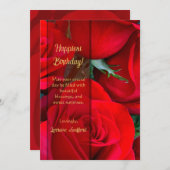 Romantic Red Rose Birthday Card Dankeskarte (Vorne/Hinten)