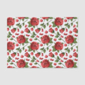 Romantic Red Rose Buds & Petals with Foliage Seidenpapier (Vorderseite)