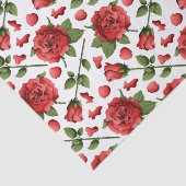 Romantic Red Rose Buds & Petals with Foliage Seidenpapier (Ausschnitt)