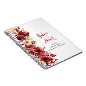 Romantic Red Rose Floral Birthday Party Guest Book Notizblock (Rechte Seite)