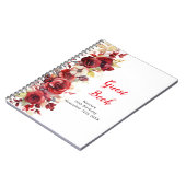 Romantic Red Rose Floral Birthday Party Guest Book Notizblock (Linke Seite)