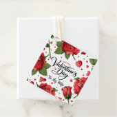 Romantic Red Rose Floral Border Happy Valentine Geschenkanhänger (Beispiel)