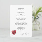 Romantic Red Rose Heart Flower Wedding Einladung (Stehend Vorderseite)