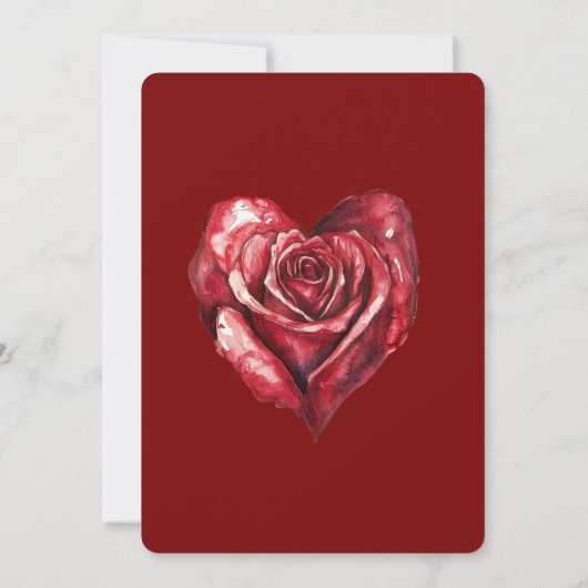 Romantic Red Rose Heart Flower Wedding Einladung (Rückseite)