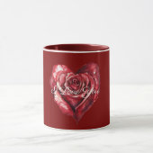 Romantic Red Rose Heart Love Tasse (Zentrum)